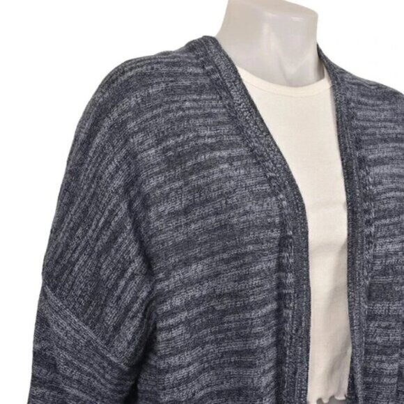 J. Jill Duster Long Cardigan Cotton Linen Blue Marled 3/4 Sleeve Size  Large - Picture 2 of 7